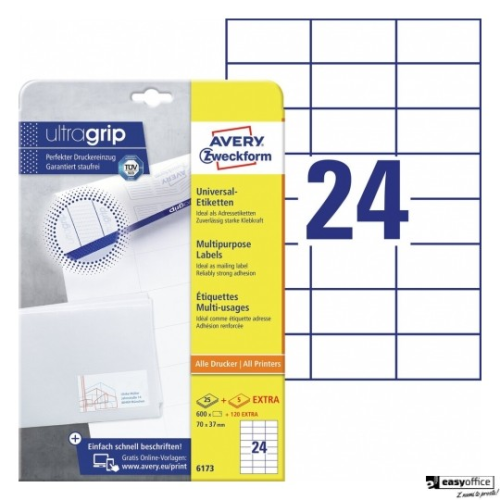 Trwałe etykiety uniwersalne 6173 70 x 37 30 ark. Avery Zweckform (X)