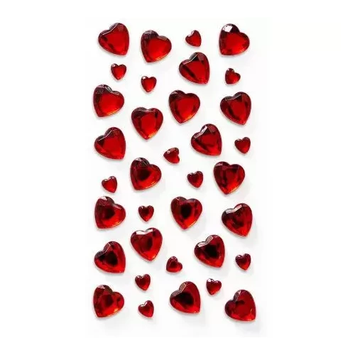 Kryształki samoprzylepne GALERIA PAPIERU serca 35 szt. czerwone