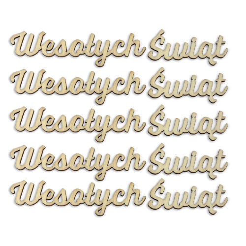 Ozdoby drewniane GALERIA PAPIERU Wesołych Świąt 5 szt.