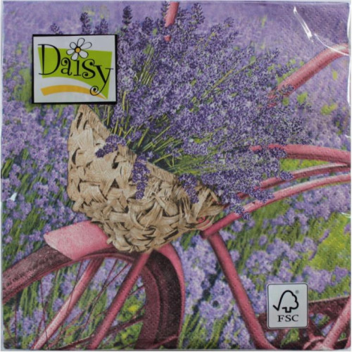 Serwetka 33x33 DAISY kosz lawendy na rowerze 20szt.