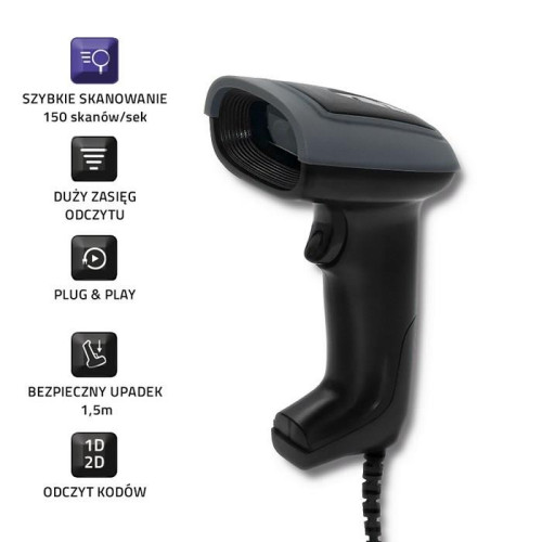 QOLTEC CZYTNIK KODÓW KRESKOWYCH 1D I 2D | USB-7962498