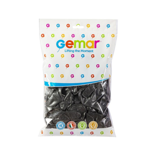Balony GEMAR 10' 100szt. metalizowane czarne