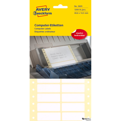 Etykiety uniwersalne do durkarek igłowych Avery 40.6x14.5 A1200, Avery Zweckform 3605