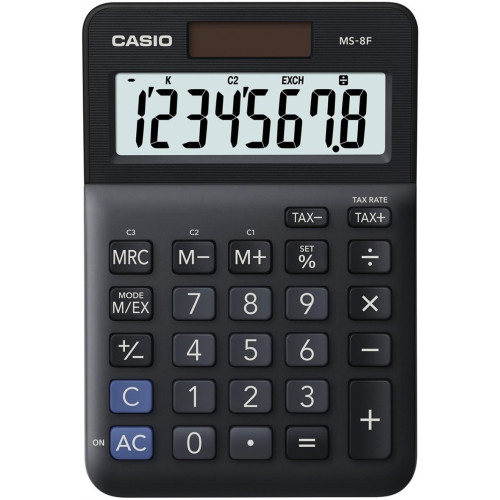 Kalkulator biurowy CASIO MS-8F, 8-cyfrowy, 103x147x28,8mm, czarny
