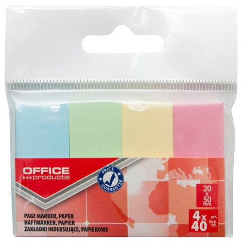 Zakładki indeksujące 20x50 OFFICE PRODUCTS 4 kolory pastelowe