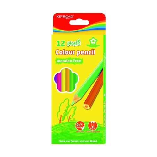 Kredki ołówkowe KEYROAD, bezdrzewne, 12 szt., pudełko zawieszka, display, mix kolorów-8615358