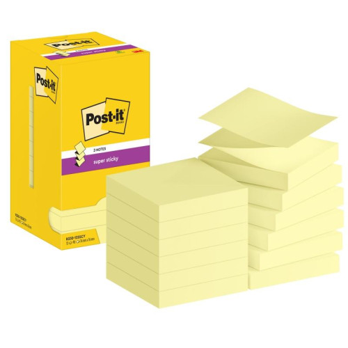 Karteczki samoprzylepne POST-IT® Super sticky Z-Notes (R330-12SS-CY), 76x76mm, 12x90 kart., żółte-8678644