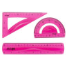 Komplet geometryczny 20cm STRIGO linijka ekierka kątomierz elastyczny różowy