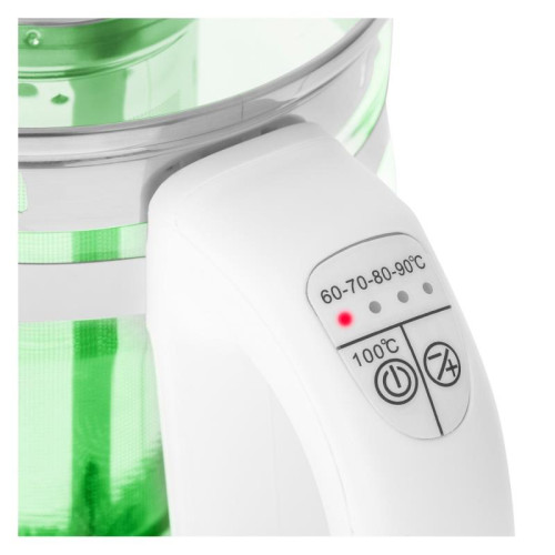 Czajnik elektryczny ADLER AD 1299, 1,5L, z regulacją temperatury i zaparzaczem, szklany, biały-8753772