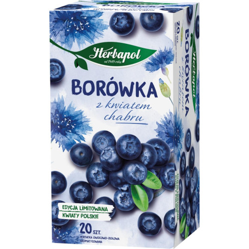 Herbata HERBAPOL ziołowo-owocowa, 20 torebek, borówka z kwiatem chabru