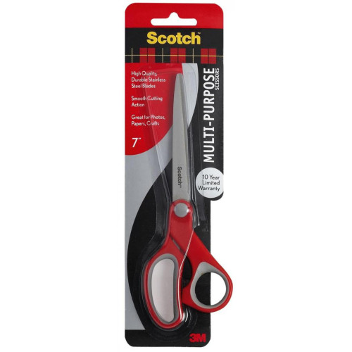 Nożyczki biurowe SCOTCH ergonomiczne 18 cm czerwono-szare