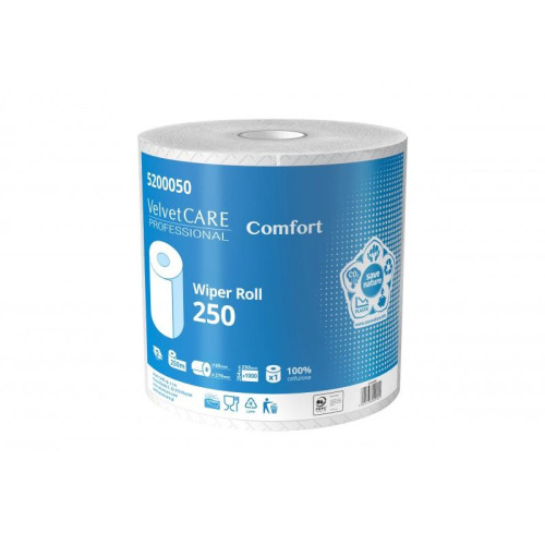 Czyściwo przemysłowe VELVET Professional, 2-warstwowe, 1000 listków, 250m, białe