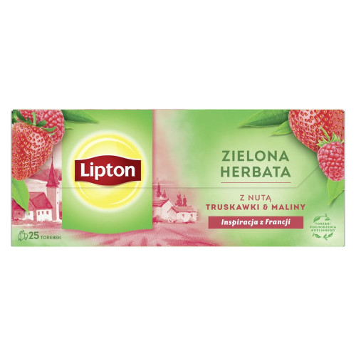 Herbata zielona LIPTON malina i truskawka 25 torebek
