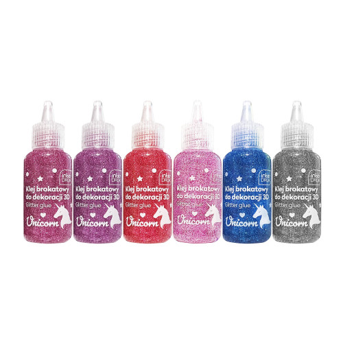 Klej brokatowy do dekoracji 3D 20ml UNICORN 24szt. INTERDRUK-9380215