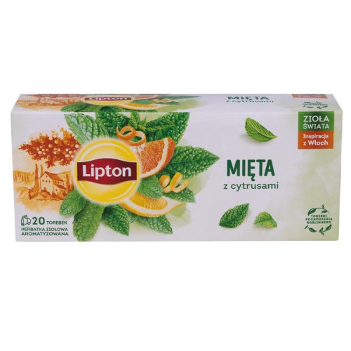 Herbata LIPTON mięta z cytrusami, 20 torebek