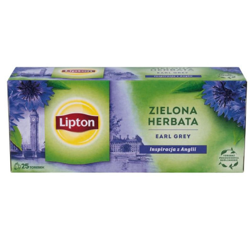 Herbata LIPTON Earl Grey, zielona, 25 torebek