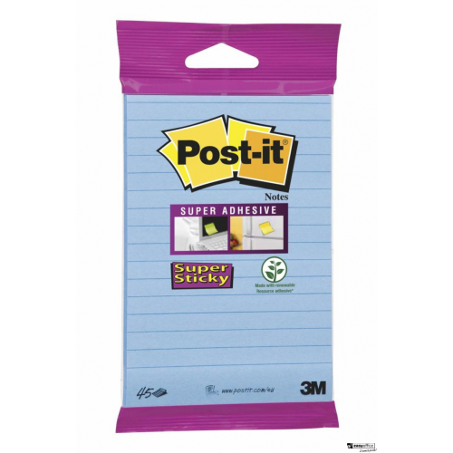 Bloczek samoprzylepny POST-IT_ Super sticky, (6844-L-NB), 152x102mm, 45 kart., zawieszka, niebieski